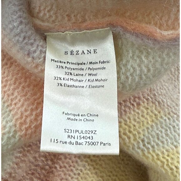 Sezane Amicie Sweater Jumper Kid Mohair Wool Blend Pullover Multicolor Size S - Picture 6 of 8